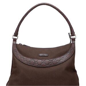 Gucci Women's Guccissima Trimmed Canvas/Leather Shoulder Bag